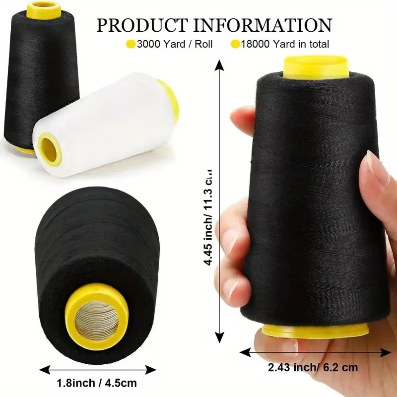 3 Black 3 White Overlock Threa - Serger Thread Cone 评论和价格