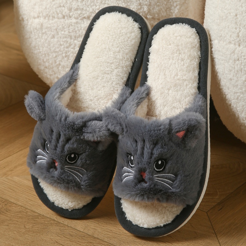 Cute Cat Plush Flip Flops For  - Sewing Garment 评论和价格