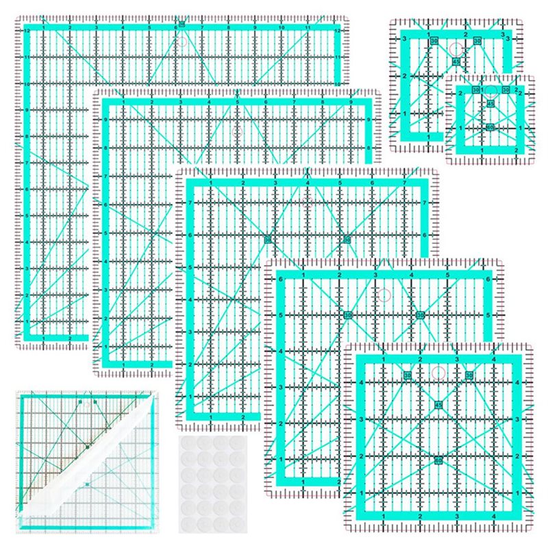 A25F-Blue 7-Piece Collar Ruler - Quilting Ruler Square 评论和价格