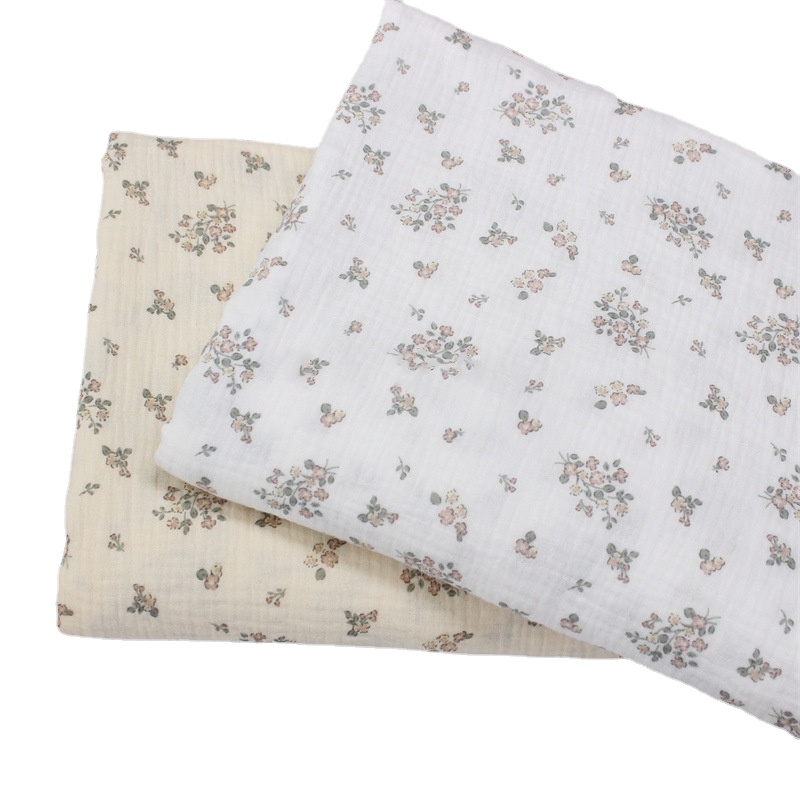 Flower Print Double Gauze Cott - Textile And Sewing Materials 评论和价格