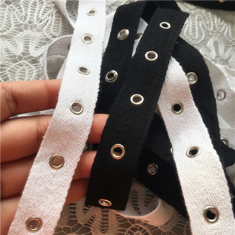 Black and White Cotton Webbing - Sewing Eyelet Fabric 评论和价格